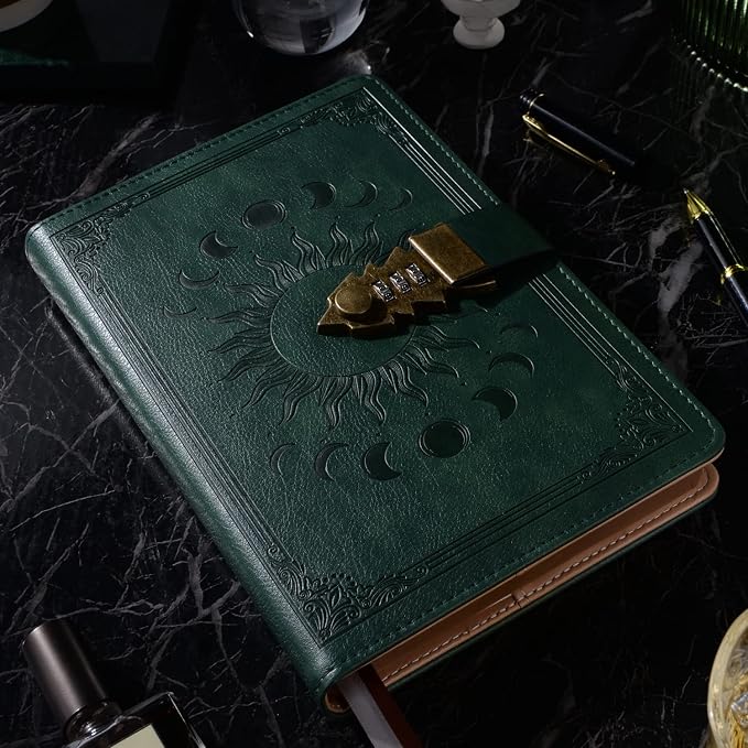 ZXHQ Lock Journal with Pen, A5 240 Pages Diary with Lock, Refillable, Leather - Image 7
