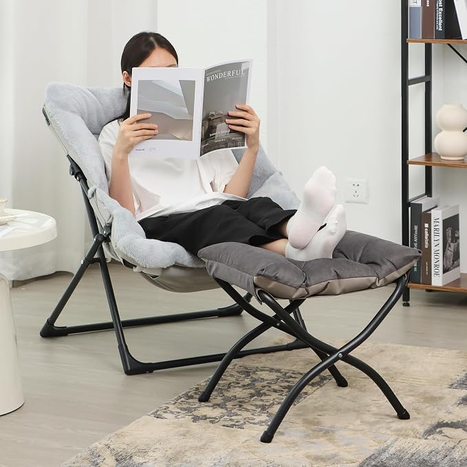 15" Folding Ottoman, Foldable Footrest Stool, Portable Small Foot Stool - Image 2