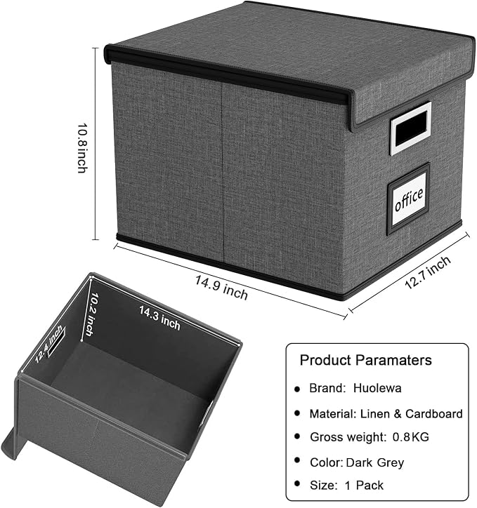 File Organizer Box with Lid, Collapsible File Folder Organizer - Image 6