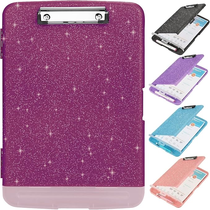 Glitter Clipboard with Storage, Storage Clipboard with Pen Holder, A4 Binder by SFLHHDM