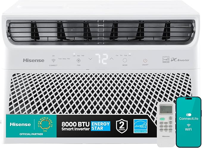 Hisense WCT08W25A Window Air Conditioner, 8,000 BTU, White-DeskLoop Office