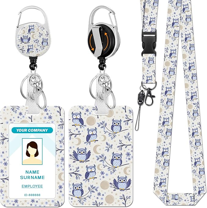 Hancynir Owl Lanyards for Id Badges, Badge Holder Retractable Reel Clip | Cute by Hancynir