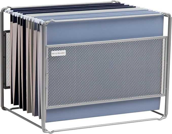Mind Reader Hanging File Folder Organizer, Desktop Organizer, Metal Mesh by MindReader