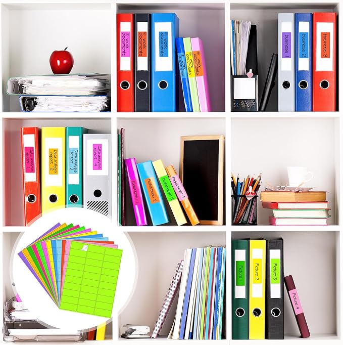 Geyee 1800 Pcs Fluorescent Address Labels Colored Address Labels 1'' x 2-5/8'' - Image 2