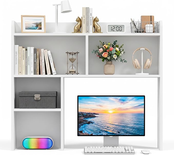 SUPER DEAL Desktop Bookshelf, Countertop Storage Hutch - Image 9