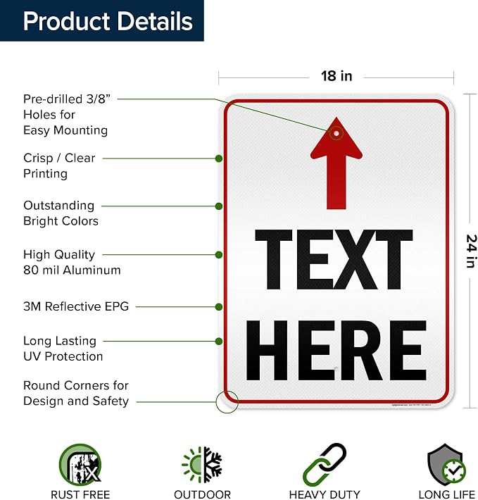 Custom Arrow, Custom Directional Sign, Up Arrow, 18x24 Inches, 3M EGP Reflective - Image 6