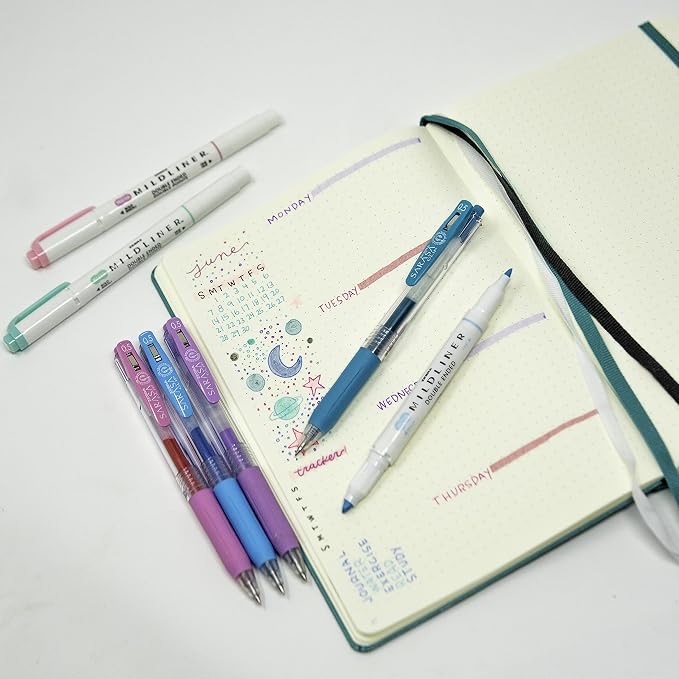 Zebra Pen Journaling Set, Includes 7 Mildliner Highlighters and 7 Sarasa Clip - Image 2
