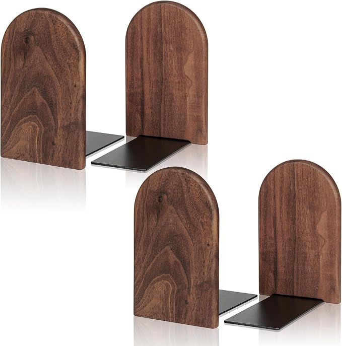 Book Ends, 2 Pair Medium Bookends Wood Book Ends Universal Economy Bookend by shikaman