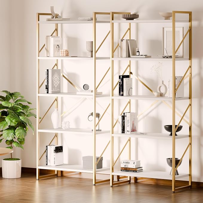 Shintenchi 5 Tiers Bookshelf, Classically Tall Bookcase Shelf, Industrial Book - Image 8