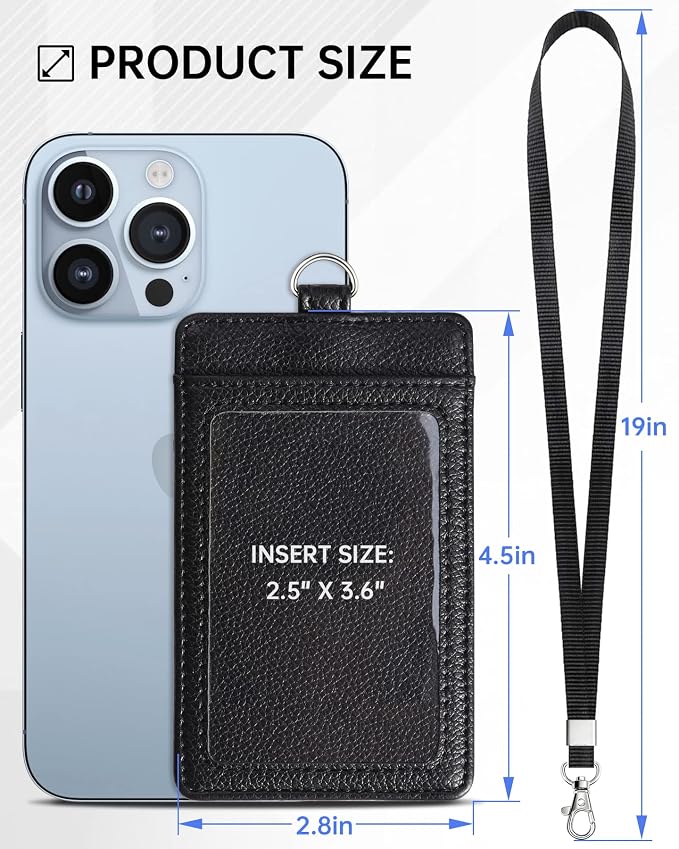 Teskyer Badge Holder with Lanyard, Leather ID Name Badge Card Holder with - Image 7