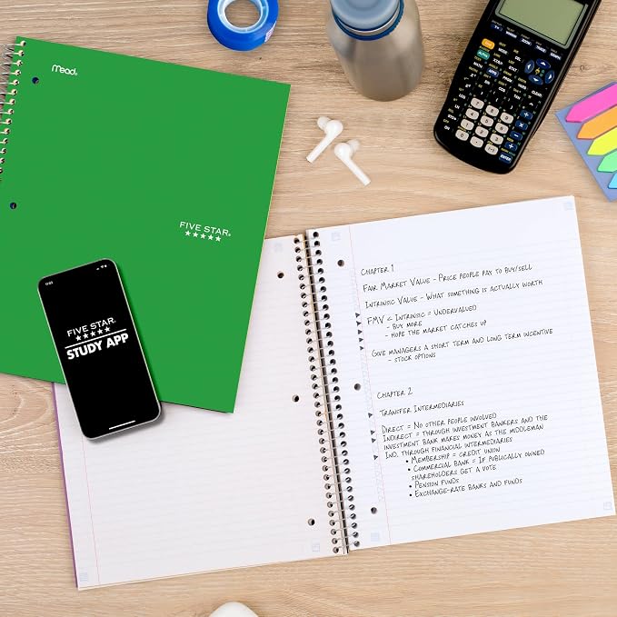 Five Star Spiral Notebook + Study App, 5 Subject, College Ruled Paper, 8.5" x - Image 4