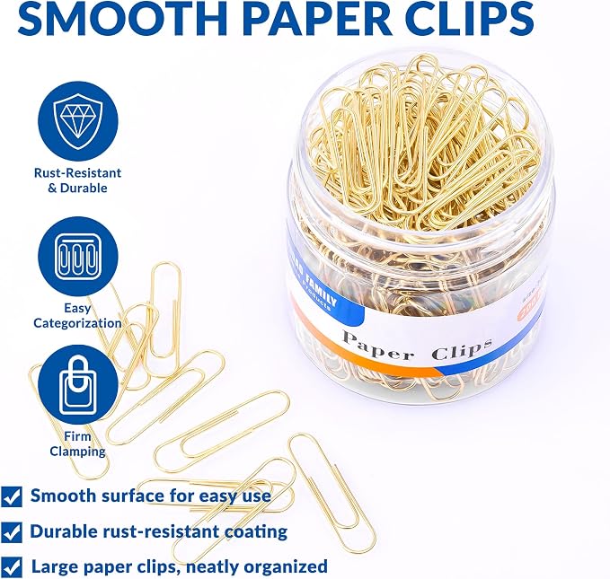 FUDAO FAMILY Medium Paper Clips, Paperclips, 1.3 Inch Paper Clip - Image 4