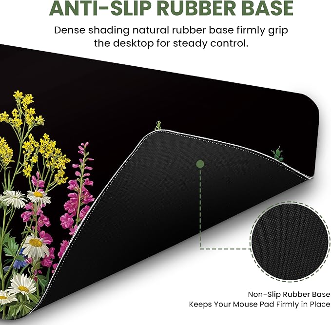 Aesthetic Desk Mat, Cute Starlit Floral Desk Pad Protector - Image 3