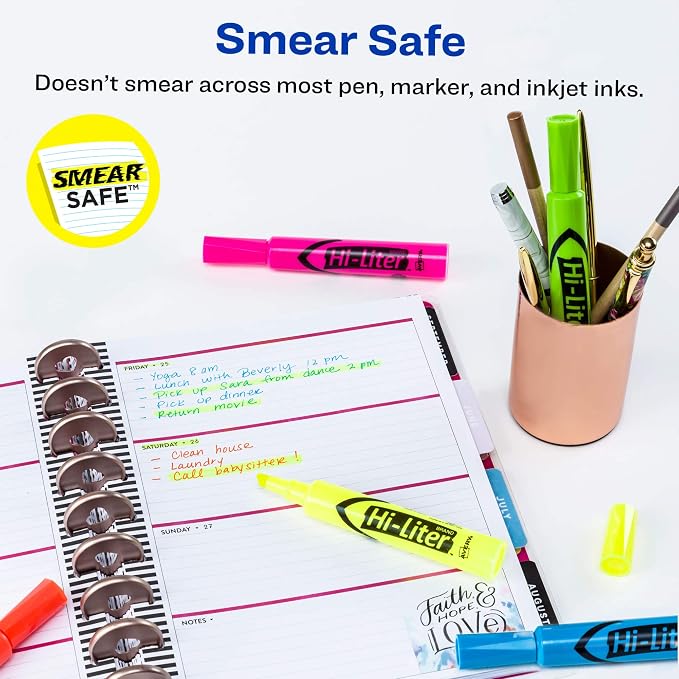 Avery Hi-Liter Desk-Style Highlighters, Smear Safe Ink, Chisel Tip is great - Image 2