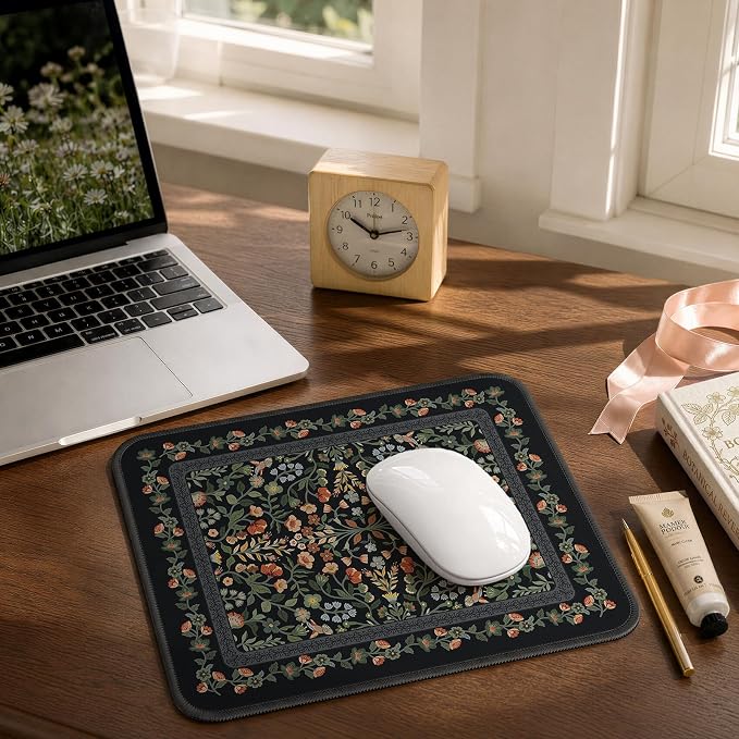 iCasso Aesthetic Small Floral Mouse Pad, Mini Portable Travel Mousepad - Image 7