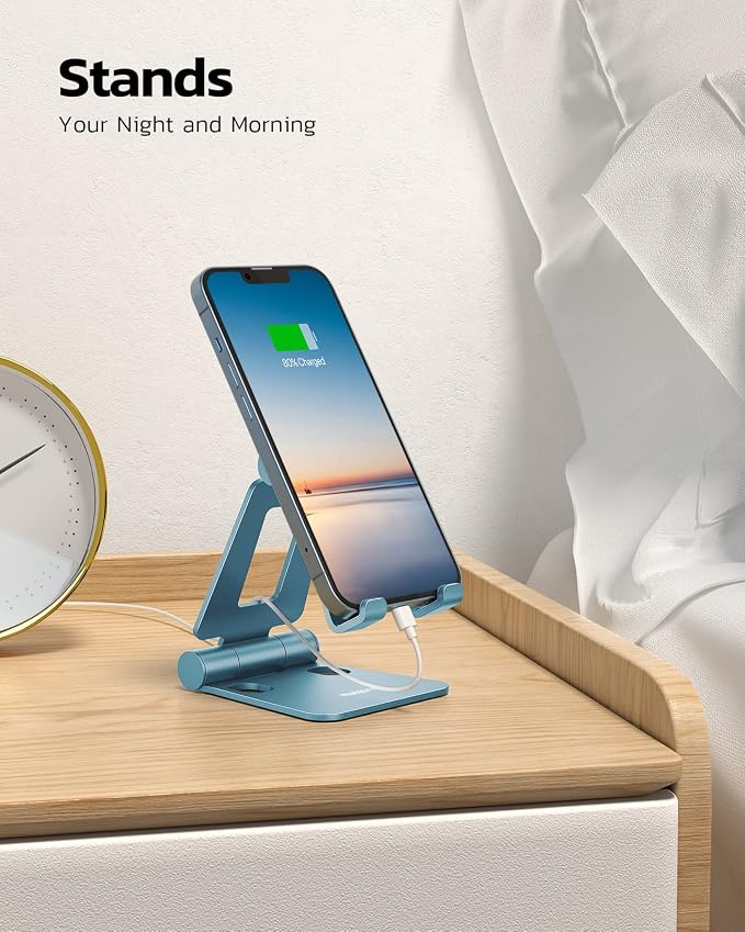 Nulaxy Dual Folding Cell Phone Stand, Fully Adjustable Foldable Desktop Phone - Image 3