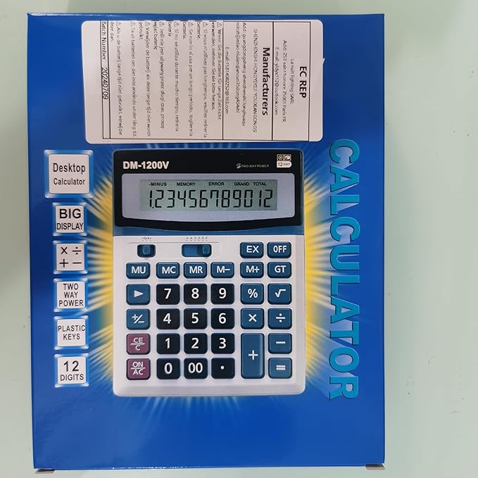 Large Electronic Calculator Counter Solar & Battery Power 12 Digit Display Multi-Functional Big Button for Business Office School Calculating (1 x Calculator)-DeskLoop Office