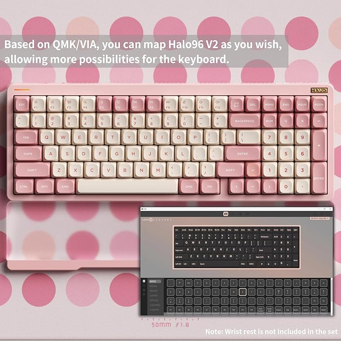 nuphy Halo96 V2 Wireless Keyboard,Gasket Structure,96% Hot Swappable Gaming Keyboard, 99 Kyes RGB Backlit Mechanical Keyboard, Support QMK/VIA,Bluetooth/USB-C/2.4GHz-Pink,Mint Switches (37gf).-DeskLoop Office