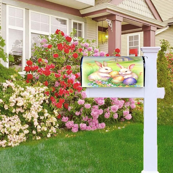 Ouqiuwa Vintage Easter Bunnies Eggs Soft Welcome Magnetic Mailbox Cover - Image 8