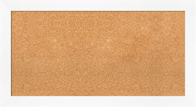 Amanti Art Natural Cork Board for Wall, 19x35 Vision Board with White Frame, Medium Corkboard Office Decor for Home Organization, Modern Corkboard Pinboard to Display Items for Home Organization in-DeskLoop Office