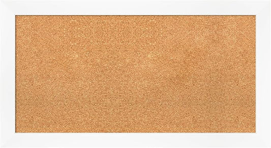 Amanti Art Natural Cork Board for Wall, 19x35 Vision Board with White Frame, Medium Corkboard Office Decor for Home Organization, Modern Corkboard Pinboard to Display Items for Home Organization in-DeskLoop Office