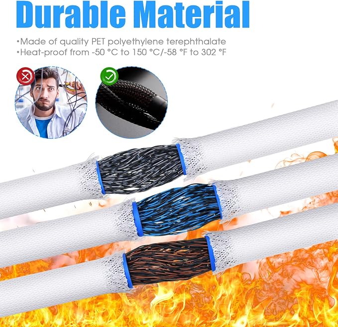 Tatuo 65.6 ft Expandable Braided Cable Sleeve Multi Size Braided Wire Sleeve - Image 4