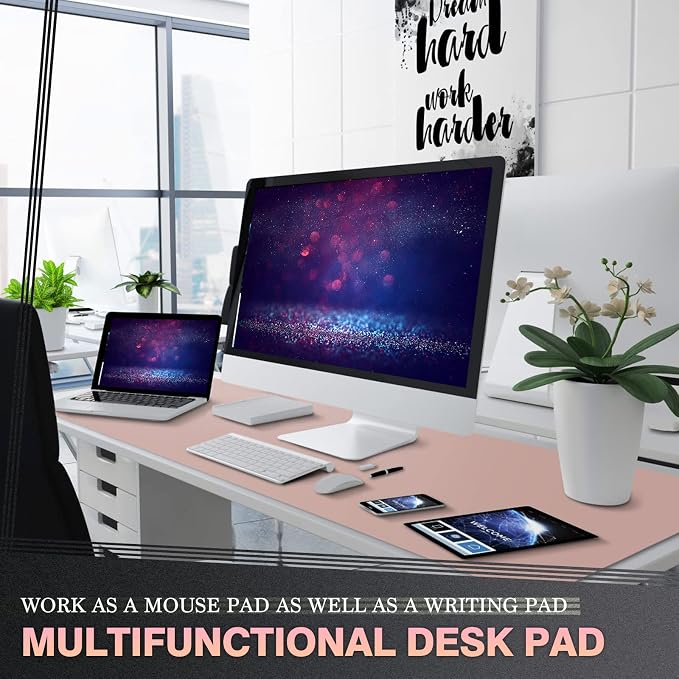 K KNODEL Large Office Leather Desk Mat, Mouse and Keyboard Pad, Computer and - Image 2