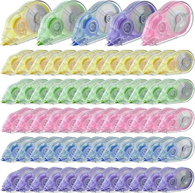 60 Pcs Colorful Correction Tape 39.4 ft White Wrong out Tear Resistant Bulk by Unknown
