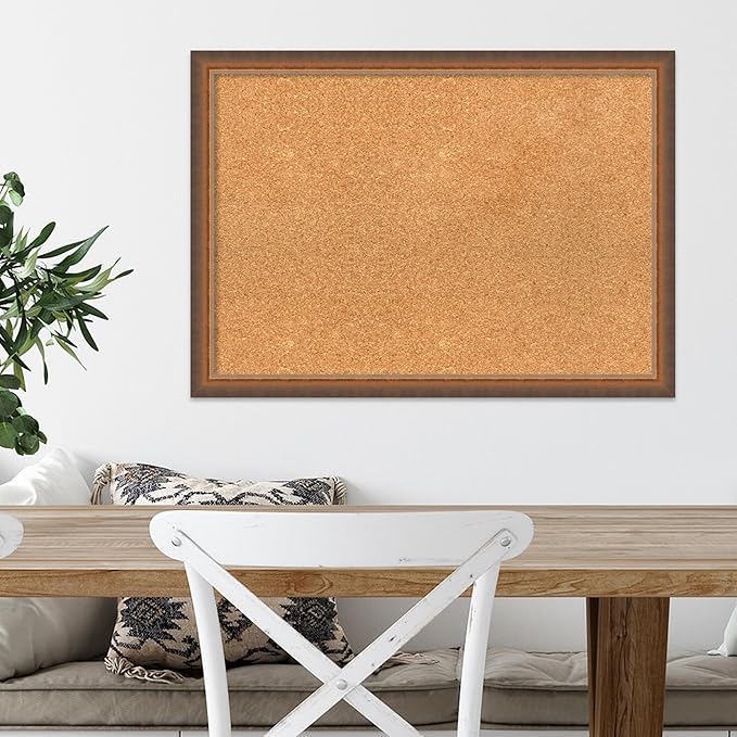Amanti Art Natural Cork Board for Wall, 20x28 Vision Board with Bronze Frame, Medium Corkboard Office Decor for Home Organization, Modern Corkboard Pinboard to Display Items for Home Organization in-DeskLoop Office