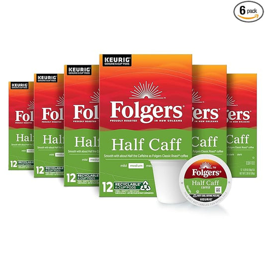 Folgers Half-Caff Medium Roast Coffee, 72 Keurig K-Cup Pods-DeskLoop Office