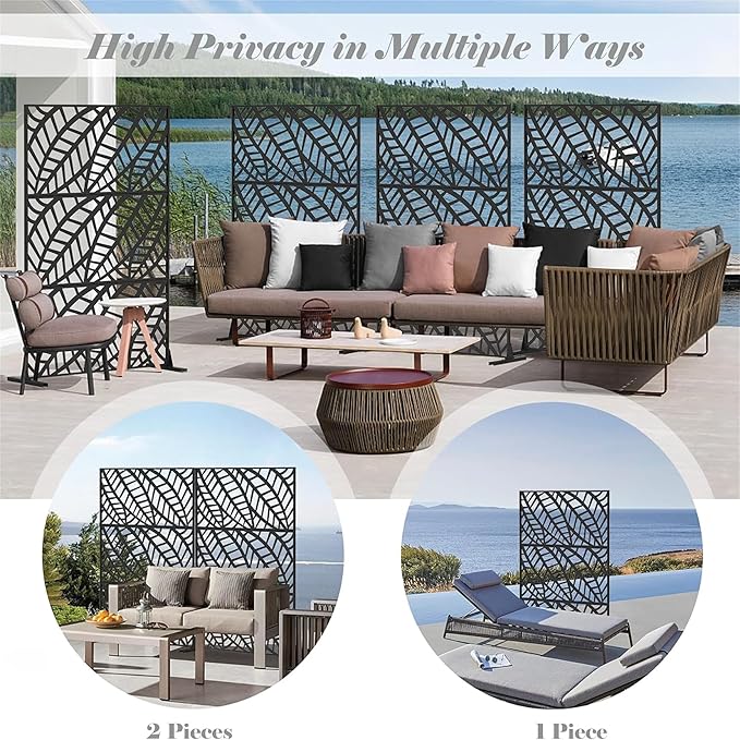 NicBex Room Divider 1 Panel Room Dividers with Leaf Pattern Design Partition Room Dividers and Metal Privacy Screens Wall Divider for Outdoor, Room Separation,48.31" W x 15.75" D x 70.75" H, Black-DeskLoop Office