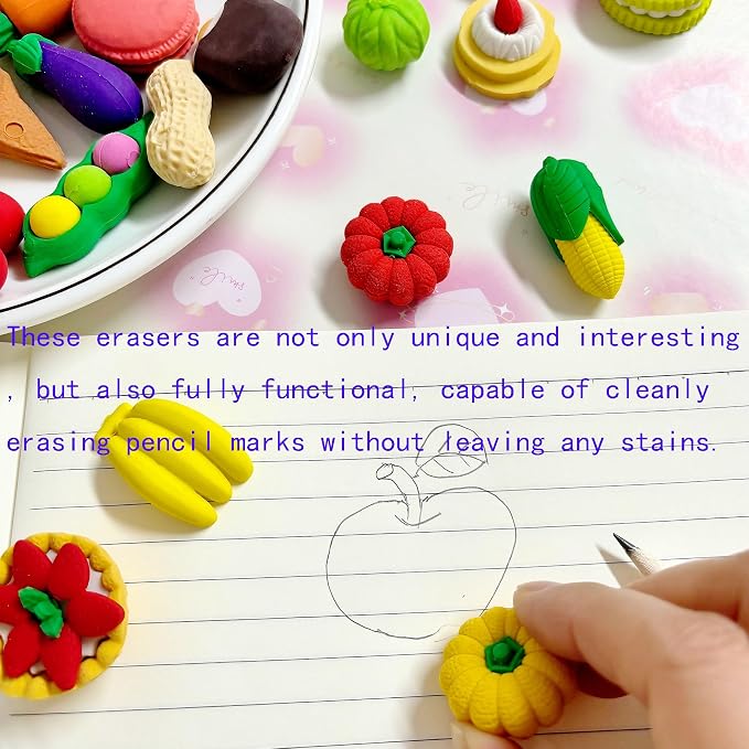 46PCS Mini Cute Fun 3D Erasers for Kids Bulk, Back to School Party Gifts - Image 4