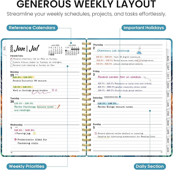 Planner 2026-2027, Academic Year Monthly and Weekly Calendar Planner, Jul 2026 - Image 3