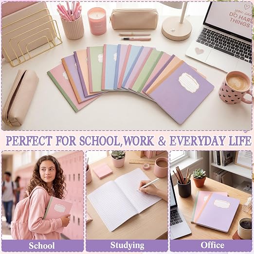 Eaasty 12 Pack Pastel Composition Notebooks Bulk 9.75" x 7.5" Wide Ruled - Image 4