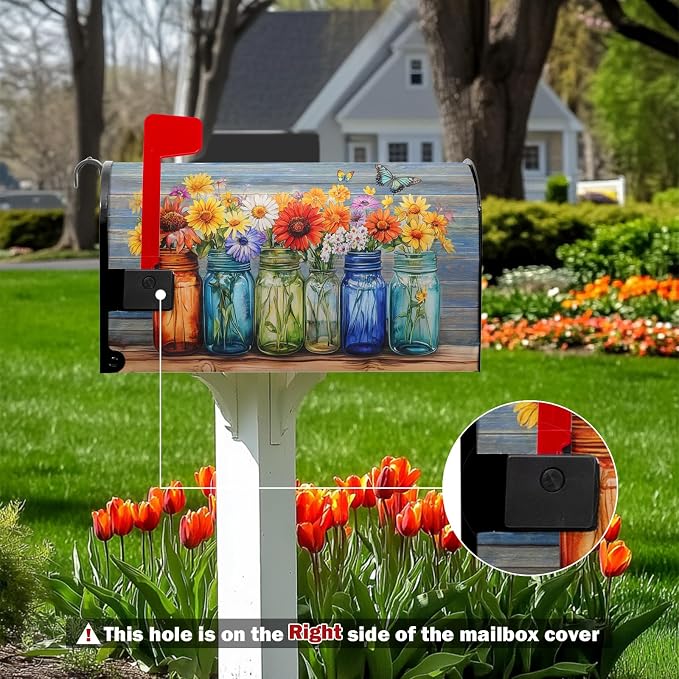 Spring Summer Mailbox Cover Magnetic Standard Size Welcome Spring Floral - Image 2