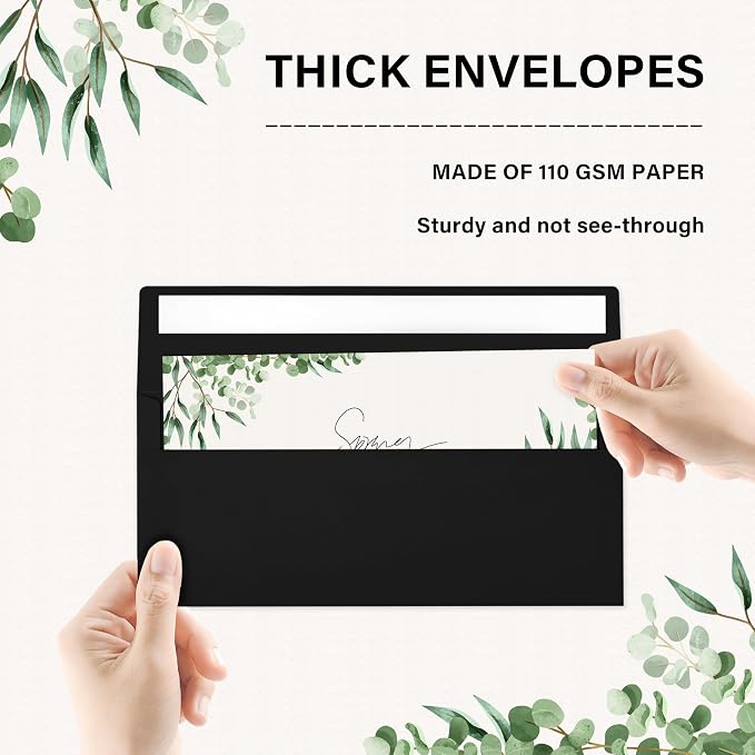 200 Pack #10 Business Envelopes, Self Seal Standard Black Envelopes - Image 3
