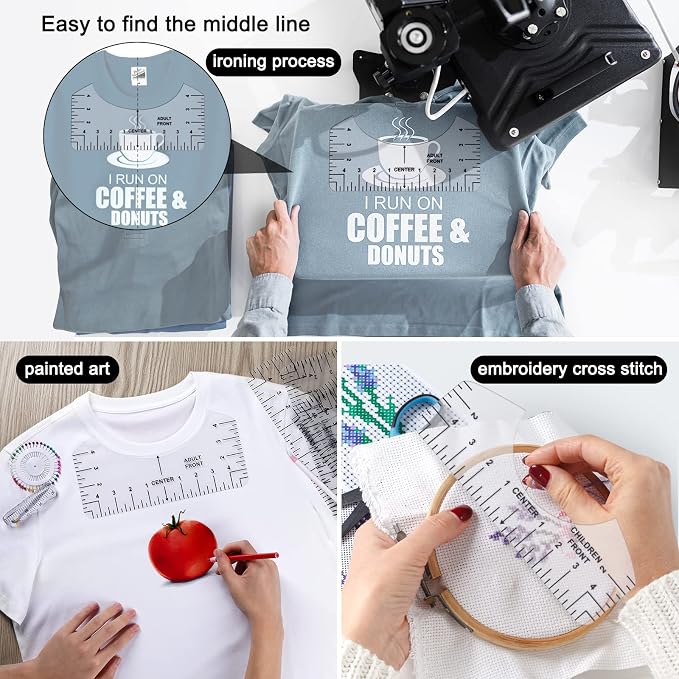 12pcs Tshirt Ruler Guide for Vinyl Alignment, T Shirt Measurement Accessories - Image 3