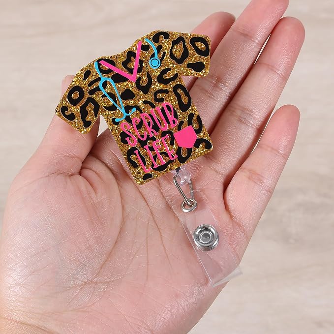 Leopard Scrub Life Funny Badge Reel, Cute Retractable ID Card Badge Holder - Image 3