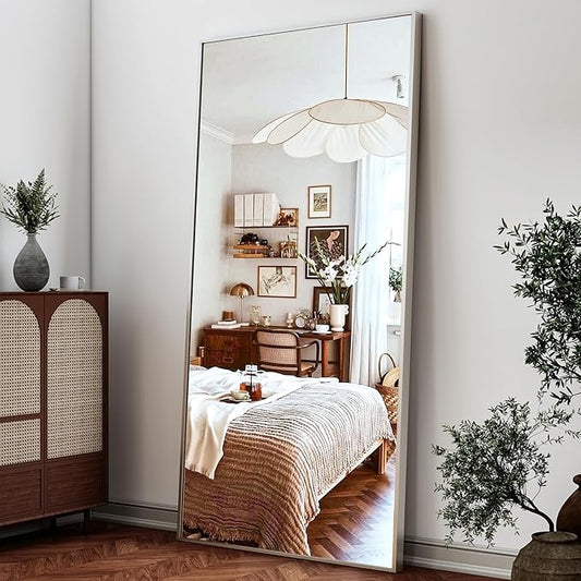 26"x71" Full Length Mirror, Adjustable Standing/Wall Mounted Floor Mirror for Bedroom, Living Room, Entryway, Large Silver Leaning Mirror with Shatterproof Glass-DeskLoop Office
