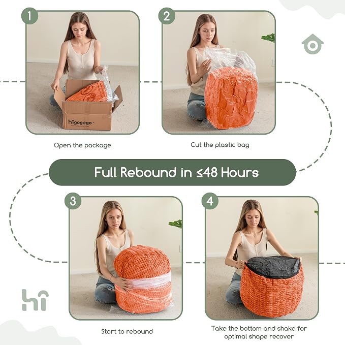 HIGOGOGO Pouf Ottoman Stuffed Round Modern Foam Filled Foot Rest Poufs - Image 5