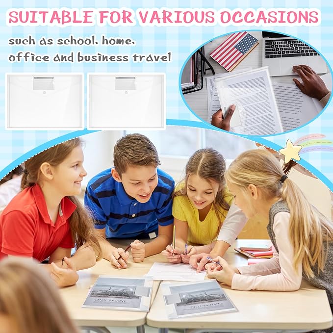 Zhehao 100 Pcs Clear Plastic Envelopes File Folders - Image 4