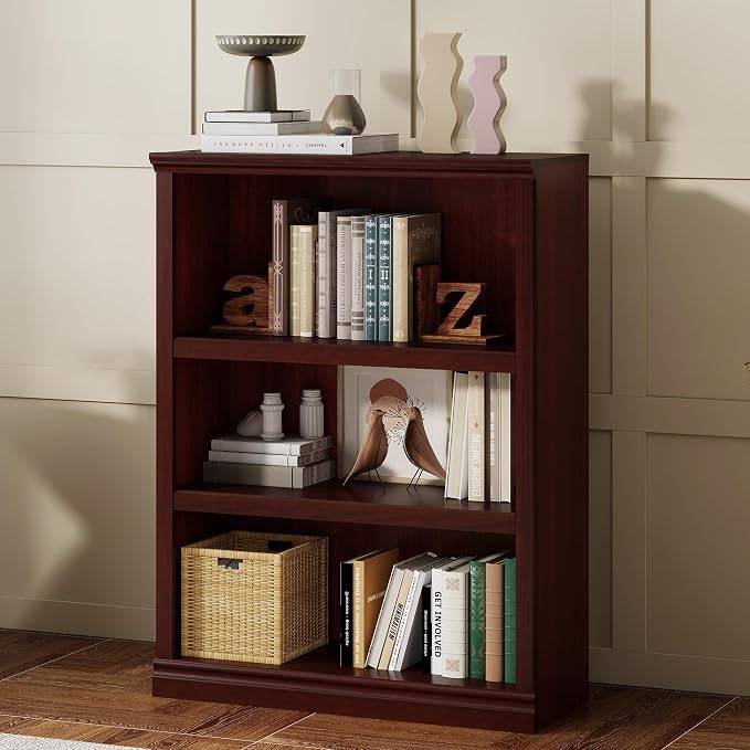 Bevfint 43 in Tall Bookcase, 3-Tier Bookshelf Open Storage, 33 inch Wide Floor - Image 4