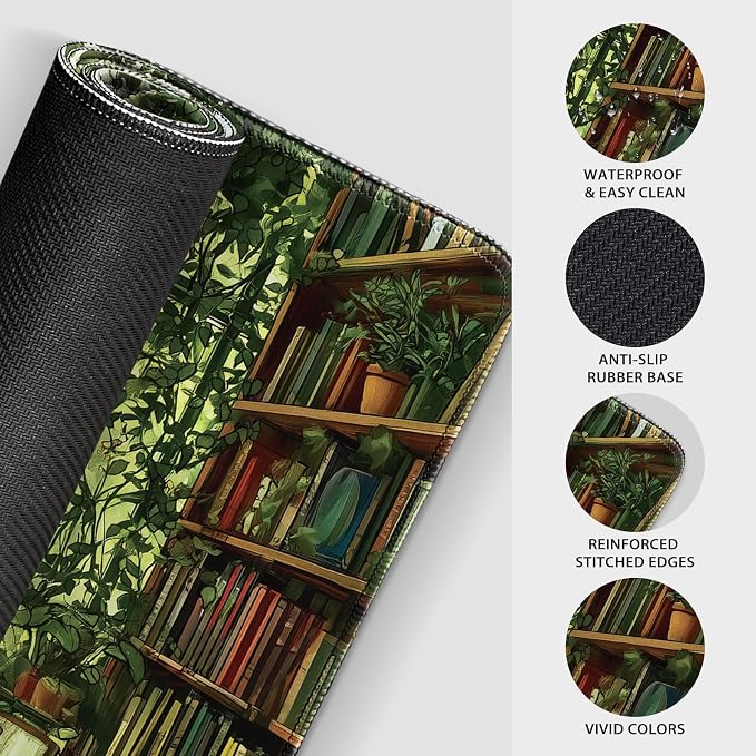 Green Library Study Room Large Gaming Mouse Pad 31.5"x15.7"｜XXL Desk Mat - Image 6