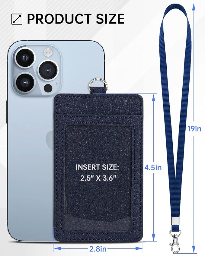Teskyer Badge Holder with Lanyard, Leather ID Name Badge Card Holder with - Image 3