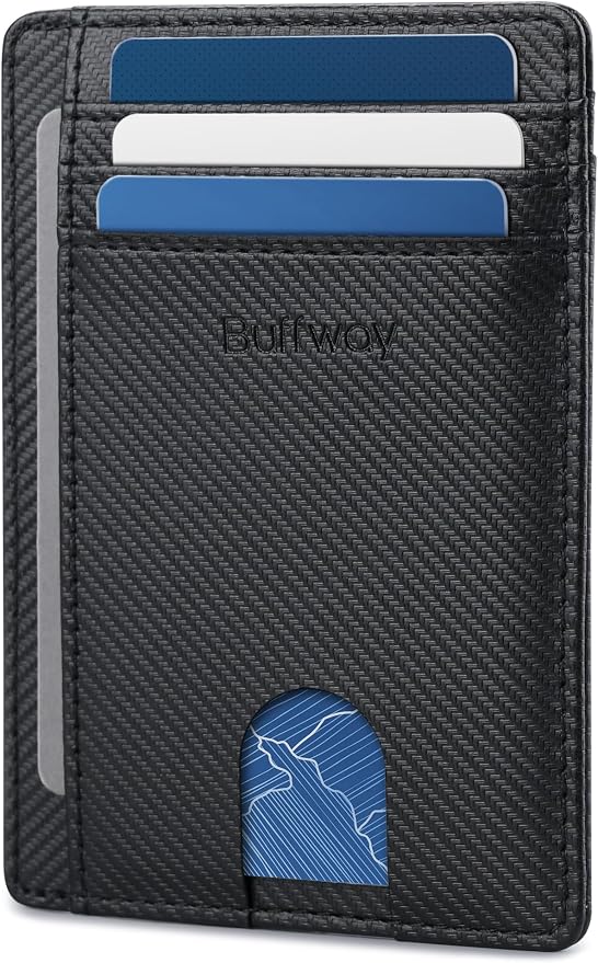 Buffway Slim Minimalist Front Pocket RFID Blocking Leather Wallets by Buffway