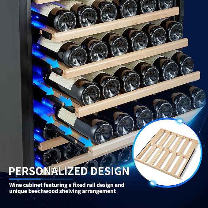 200 Bottle Upgrade Wine Cooler Refrigerator - 24 Inch Large Capacity Wine Fridge Built-In Freestanding, with Quiet Compressor, Professional Temperature Control & Wine Cellar - Black-DeskLoop Office