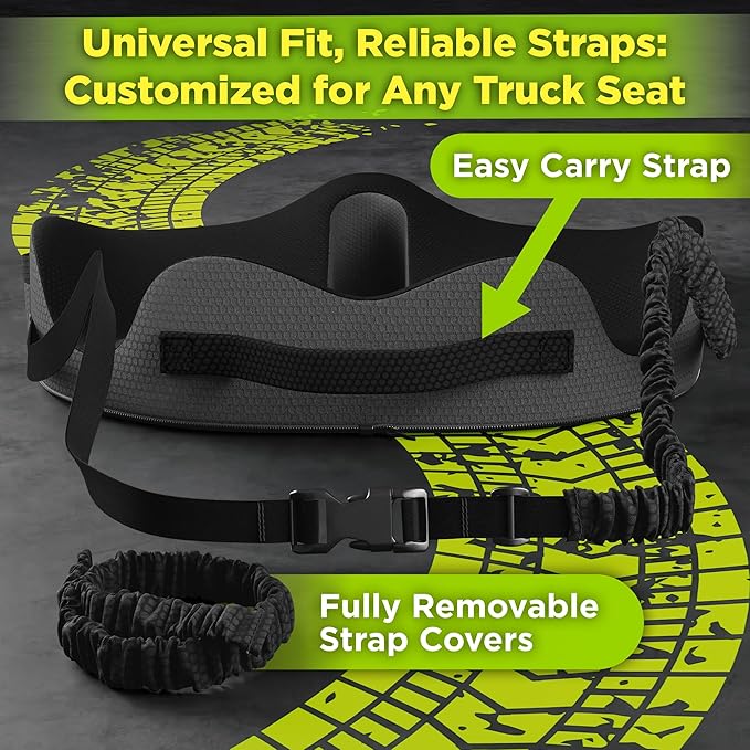 Large Truck Seat Cushion for Truck Driver Seat Cushion - Upgraded Back Support, CertiPUR-US® Certified - Thick Memory Foam, Pain Relief for Hours of Driving, Trucker Approved Big Rig - Black-DeskLoop Office
