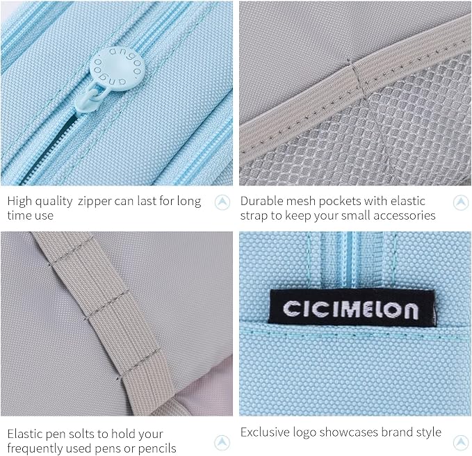 CICIMELON Big Capacity Pencil Case 3 Compartments Pen Pouch Bag Multifunctional - Image 6