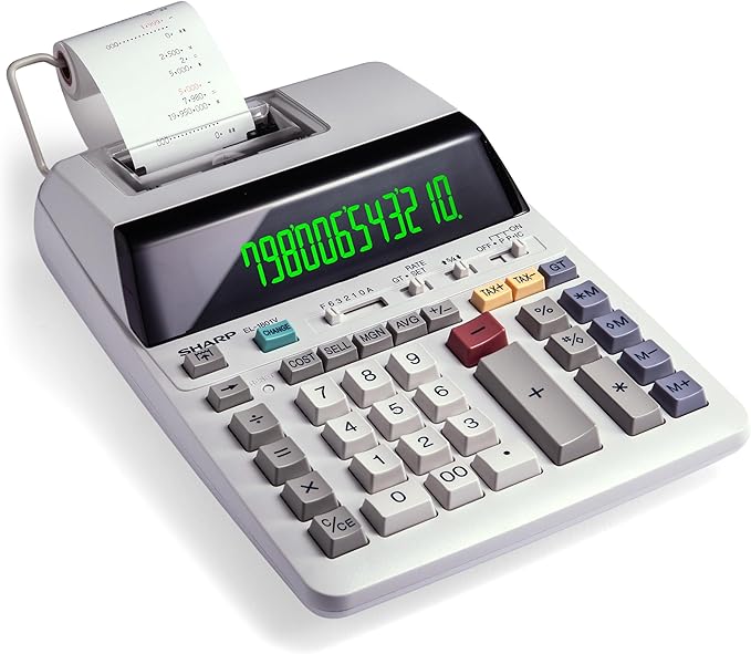 Sharp EL-1801V Ink Printing Calculator, 12-Digit LCD, AC Powered, Off-White, Ideal for Business & Office Use, Easy-to-Read Display & Durable Design-DeskLoop Office