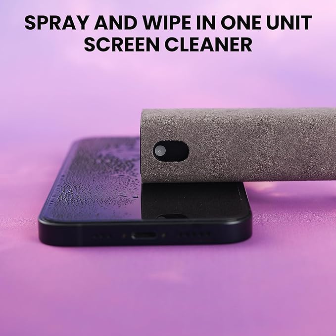 2 Pcs Screen Cleaner Kit, 3-in-1 Touchscreen Mist Cleaner Spray Bottle Tool & Microfiber Cloth for Phone/Laptop/Tablet/TV/Monitor/Car Screens(Pink+Grey)-DeskLoop Office